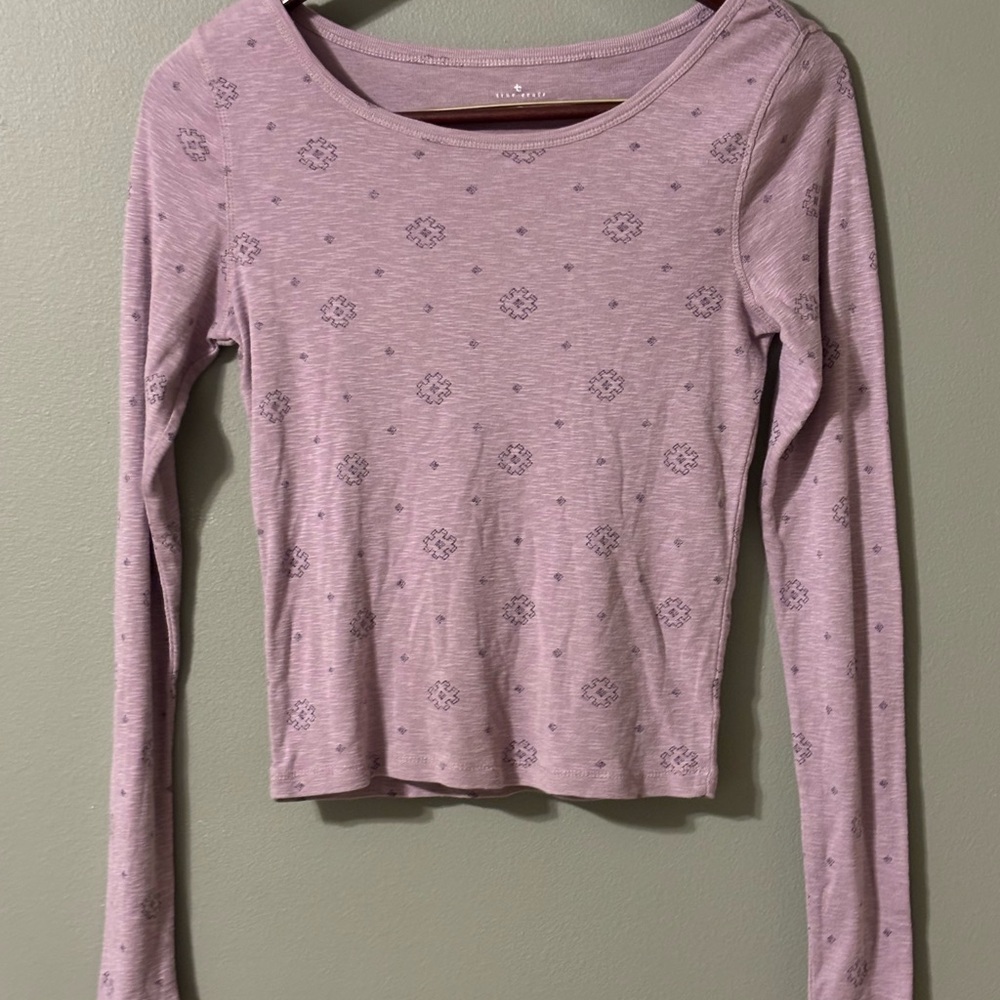 True Craft Purple Patterned Long Sleeve Blouse